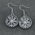 Vegvisir Viking Compass Dangle Earrings