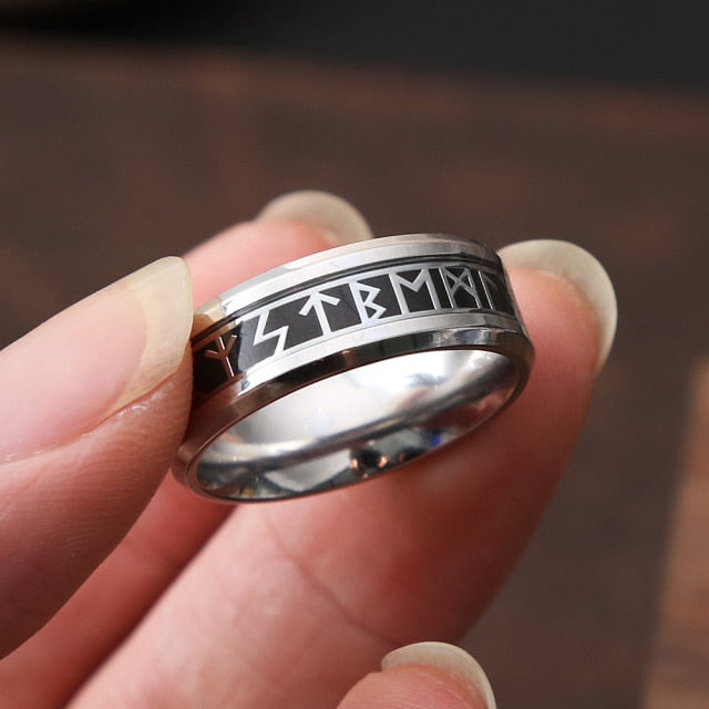 Black Runic Viking Ring
