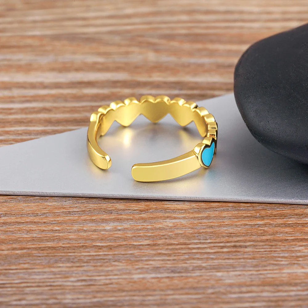 6 Hearts Ring Women's Gold Band