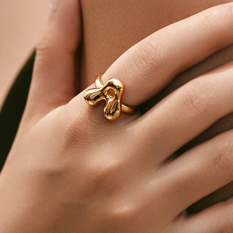Bague ajustable personnalisée avec initiale a