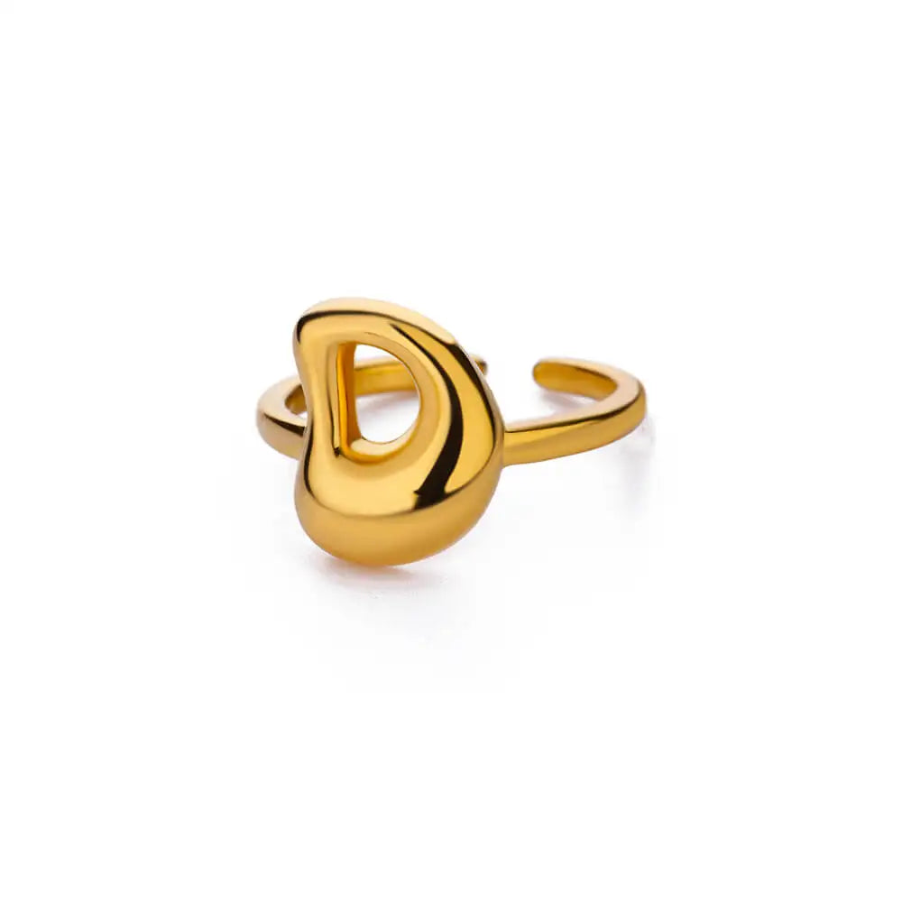 Anillo ajustable con inicial color oro - letra 