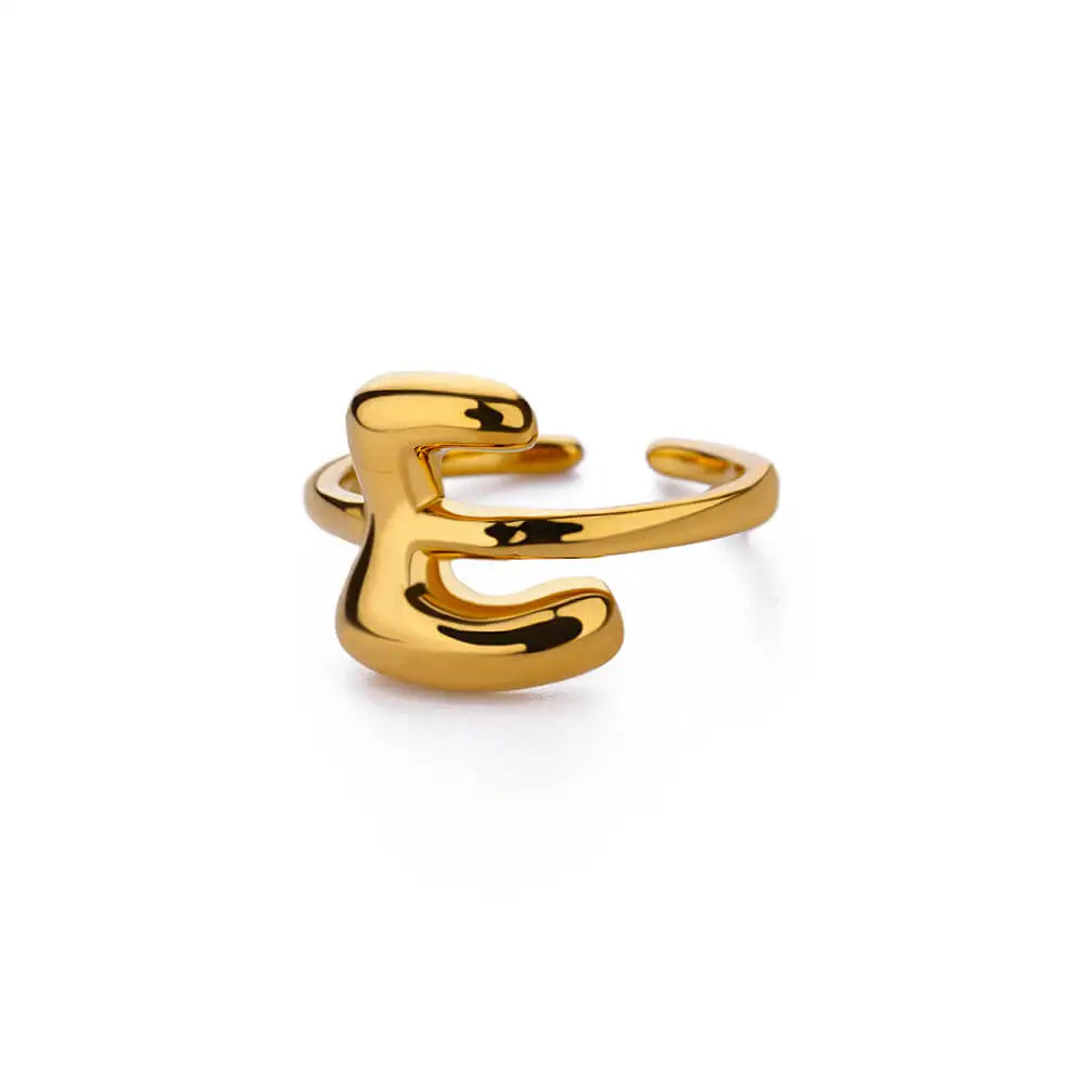 Bague ajustable personnalisée avec initiale e