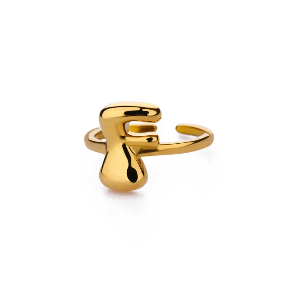 Anillo ajustable con inicial color oro - letra 
