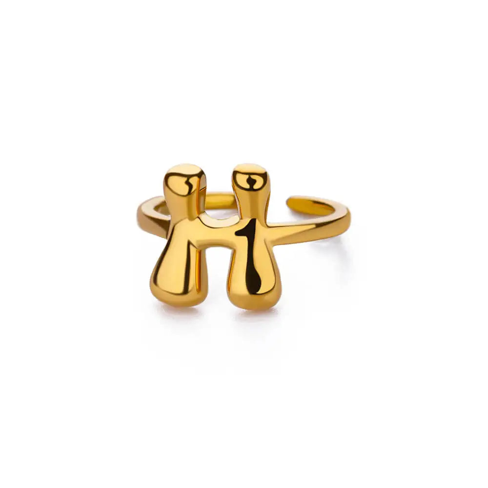 Anillo ajustable con inicial color oro - letra 