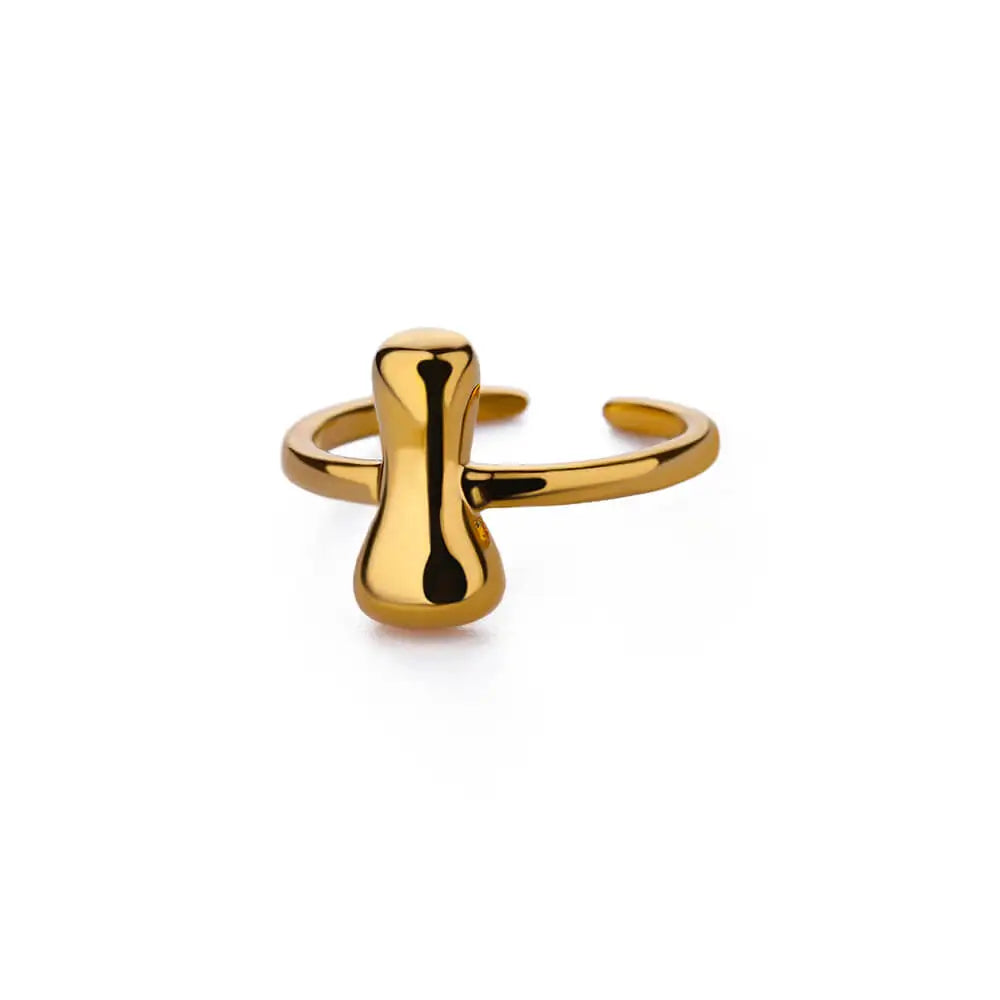 Anillo ajustable con inicial color oro - letra 