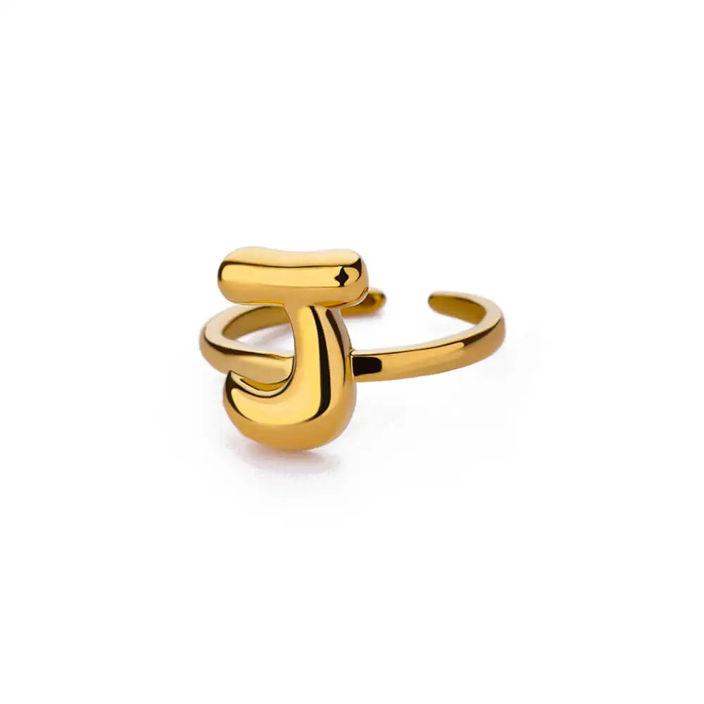 Anillo ajustable con inicial color oro - letra 