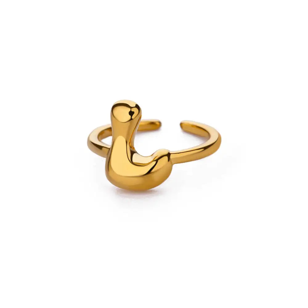 Anillo ajustable con inicial color oro - letra 