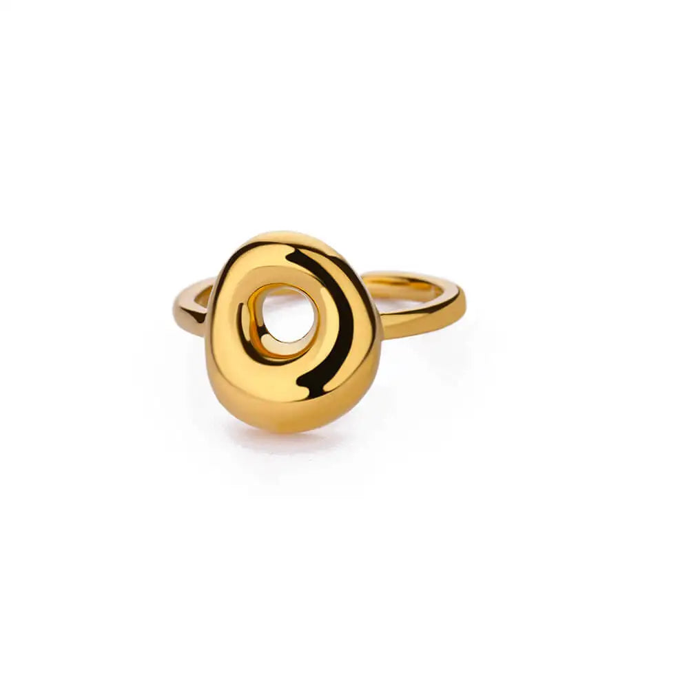 Anillo ajustable con inicial color oro - letra 