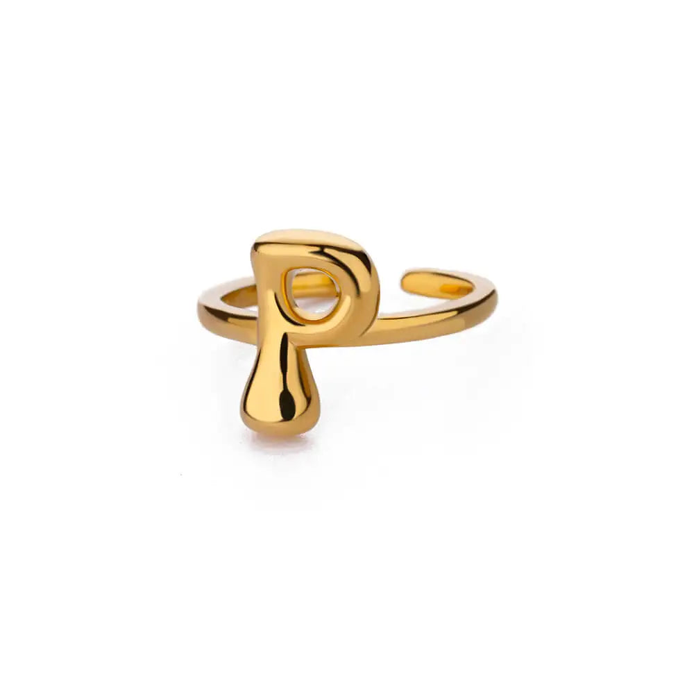 Anillo ajustable con inicial color oro - letra 