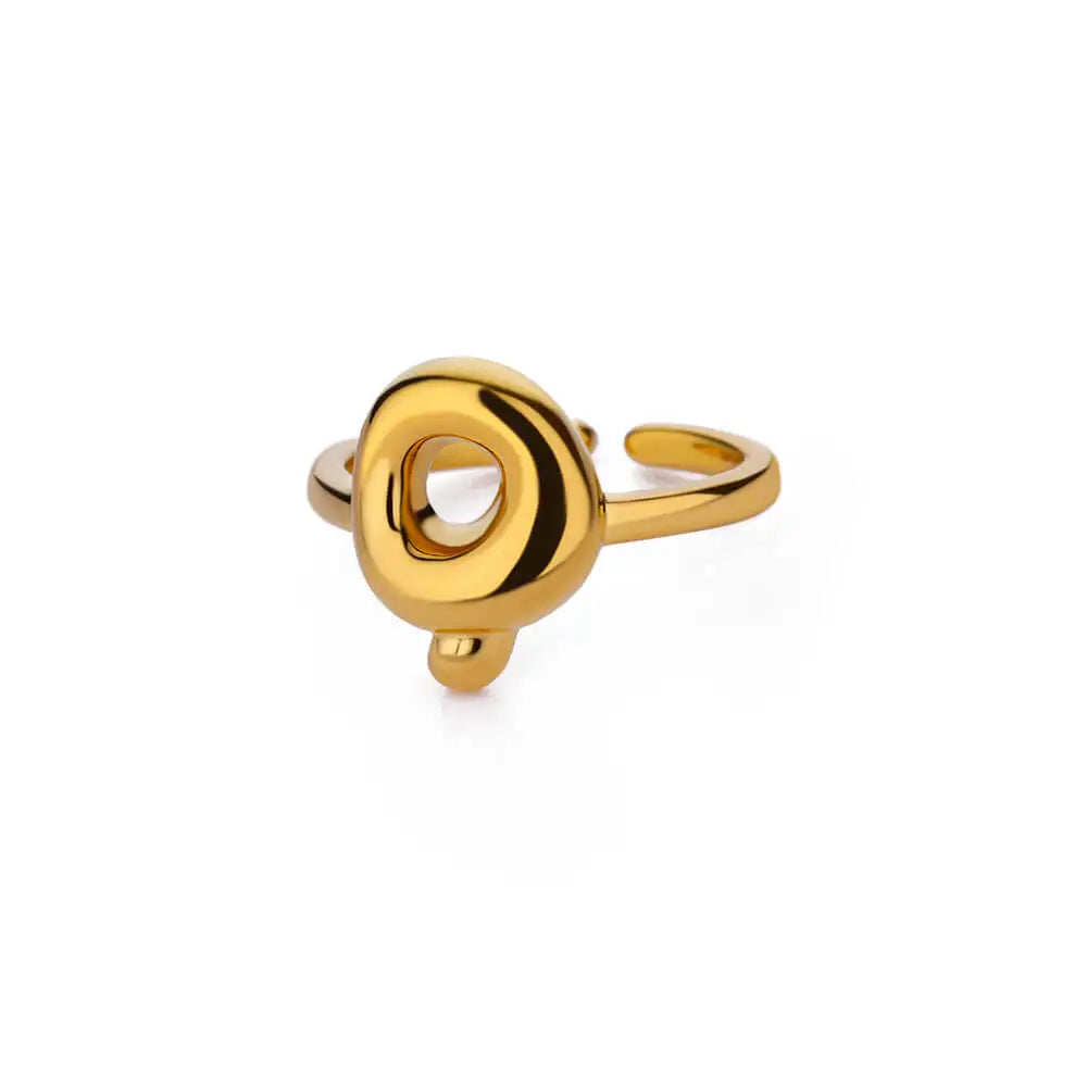 Anillo ajustable con inicial color oro - letra 
