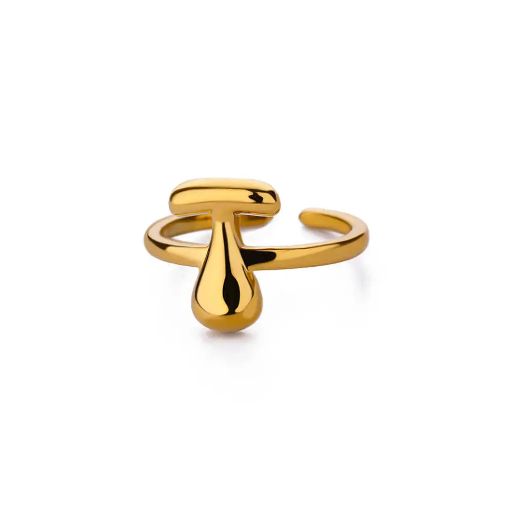 Bague ajustable personnalisée avec initiale t