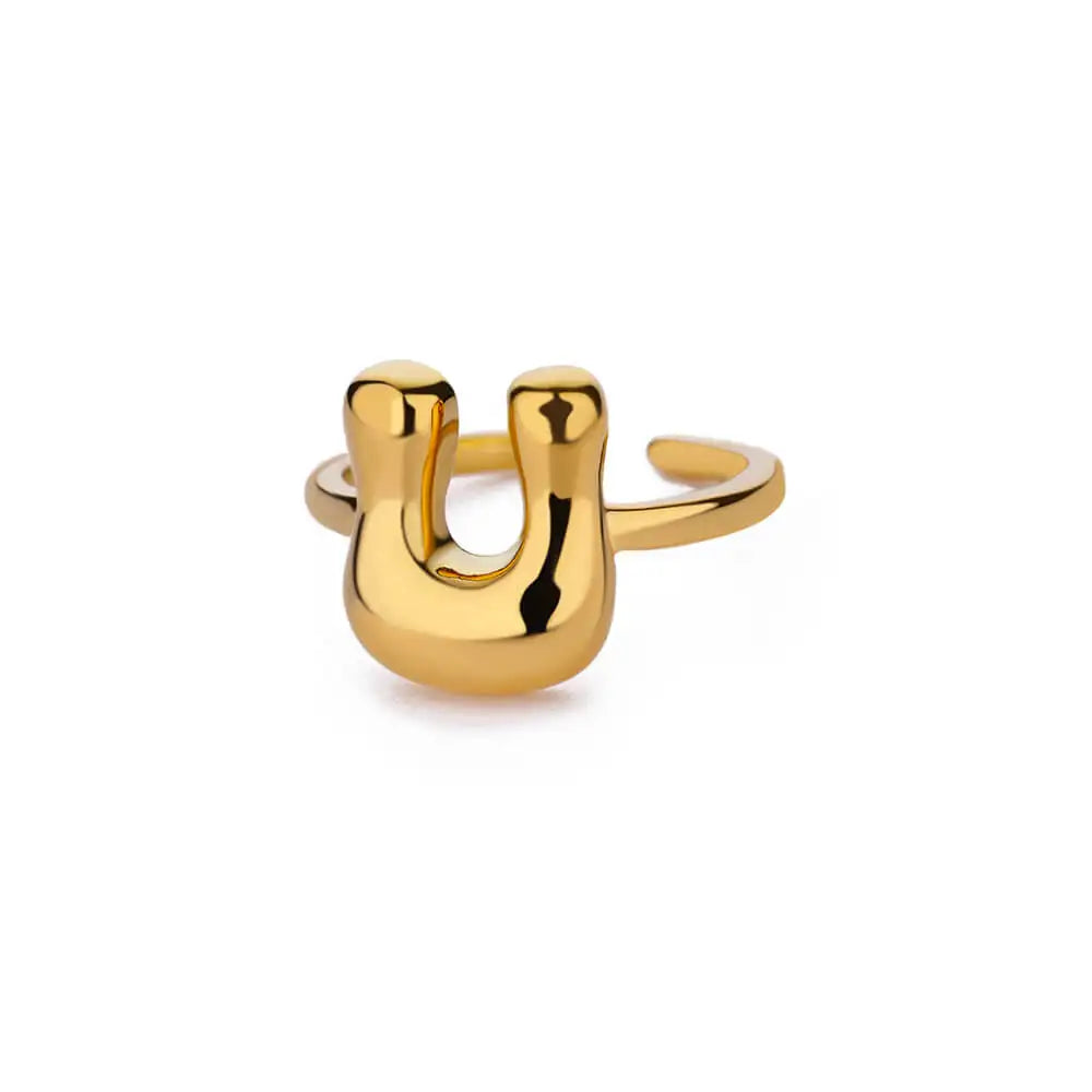 Anillo ajustable con inicial color oro - letra 