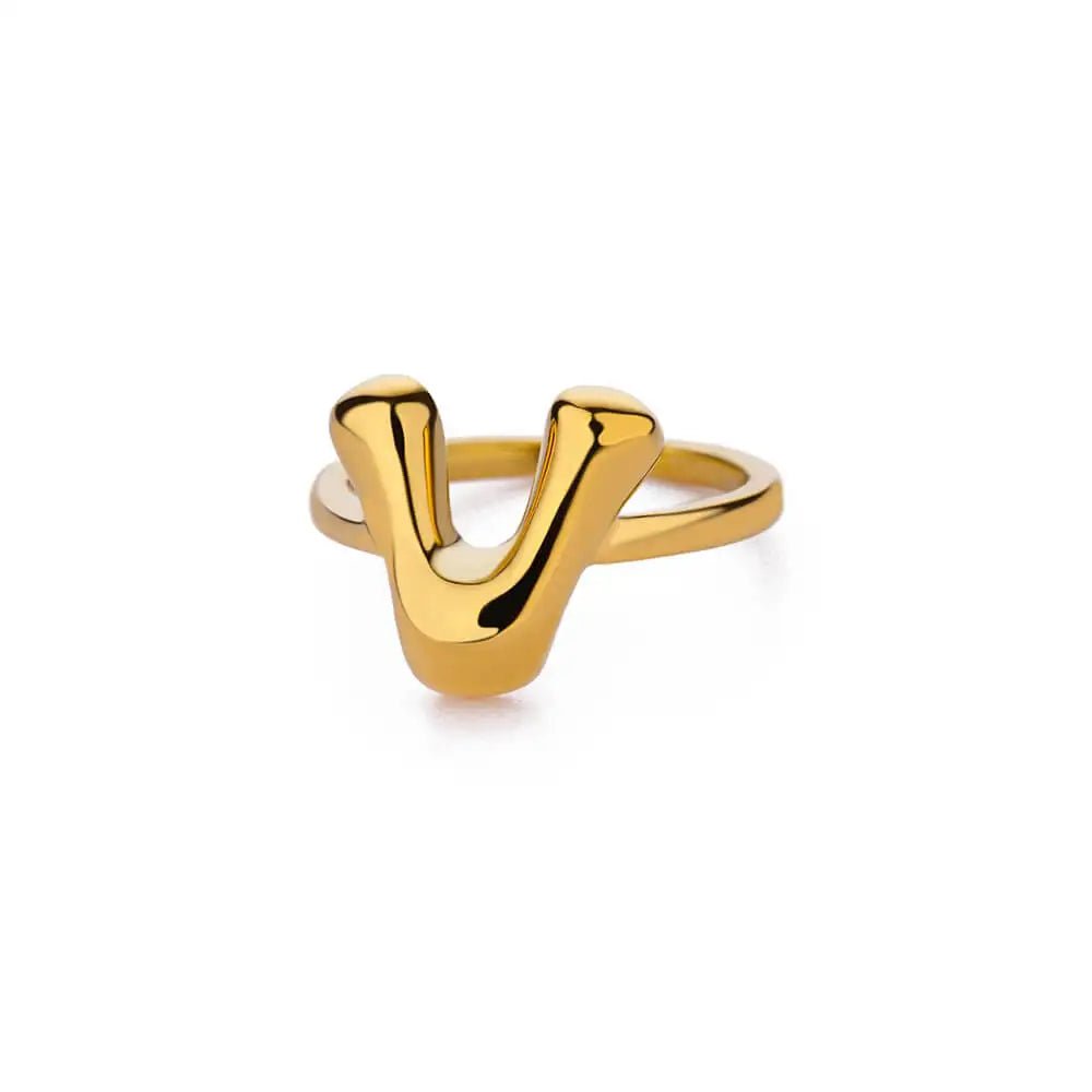 Anillo ajustable con inicial color oro - letra 