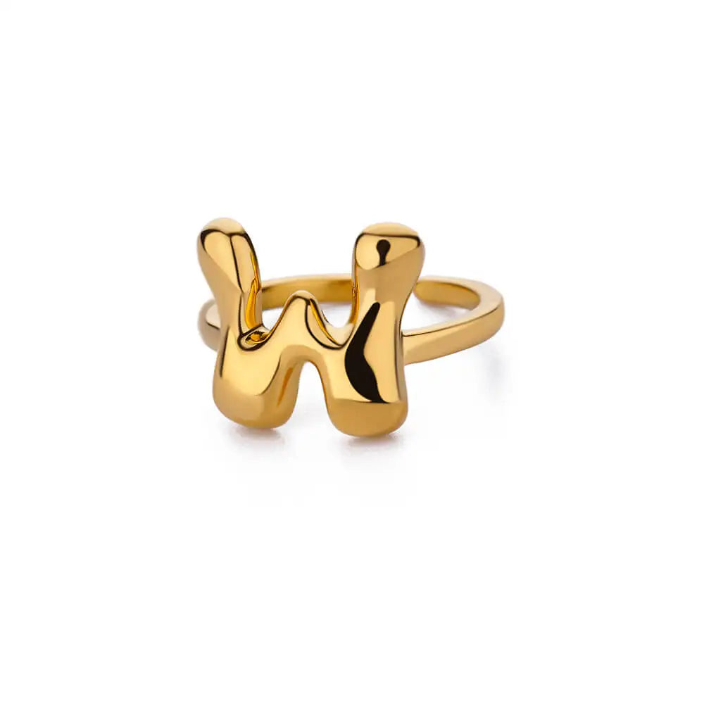 Anillo ajustable con inicial color oro - letra 