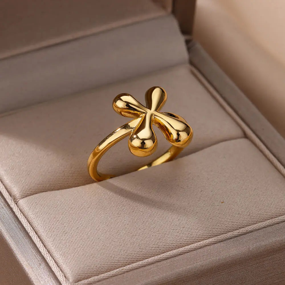 Anillo ajustable con inicial color oro - letra 