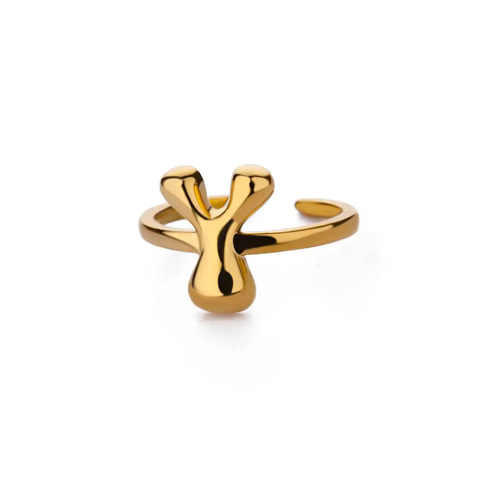 Anillo ajustable con inicial color oro - letra 