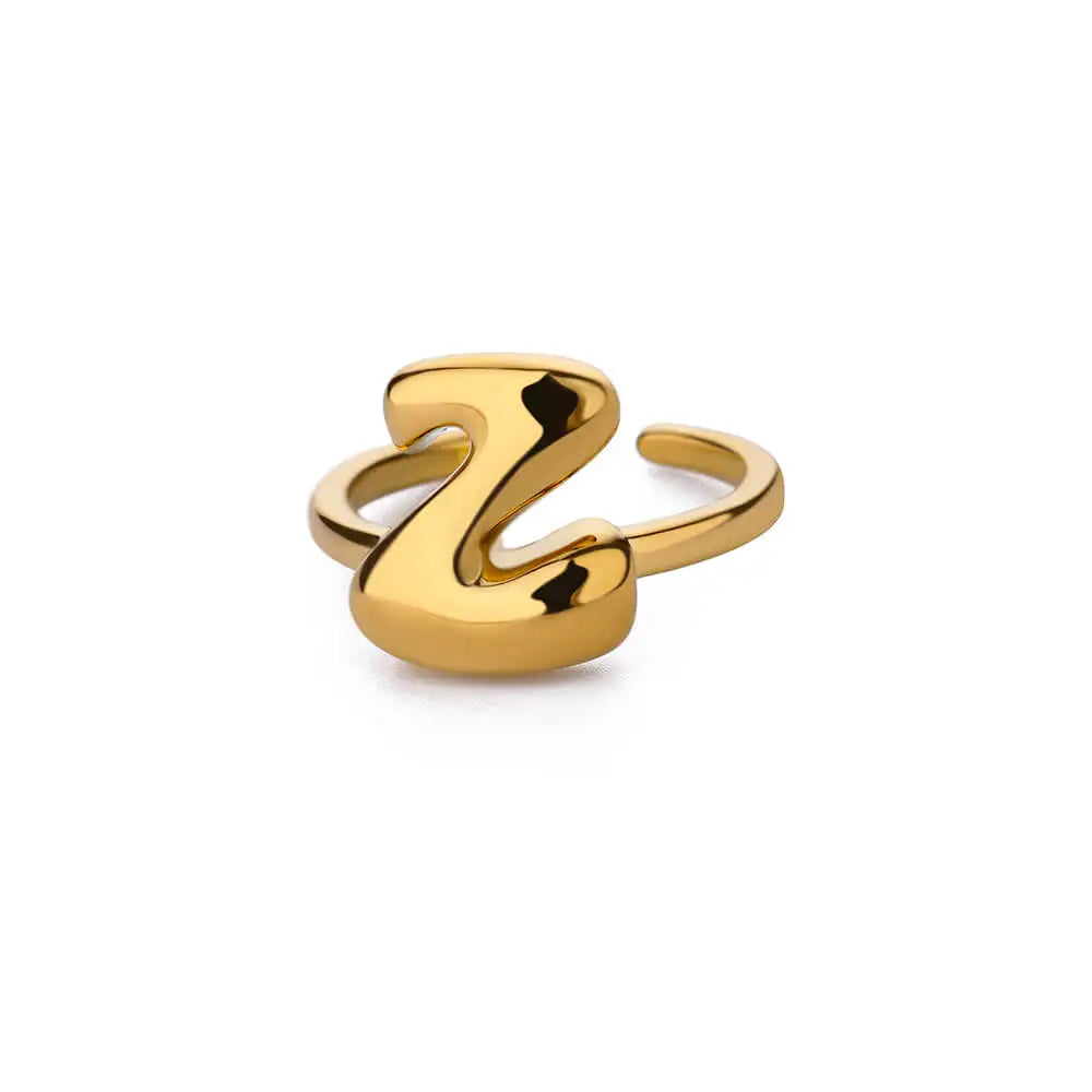 Anillo ajustable con inicial color oro - letra 