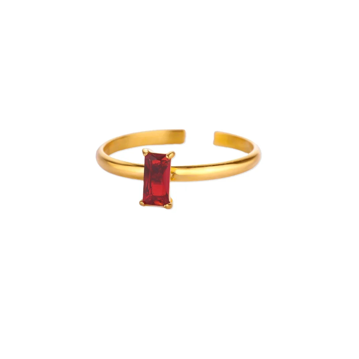 Anillo ajustable con piedra de nacimiento rectangular 