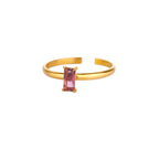 Anillo ajustable con piedra de nacimiento rectangular 