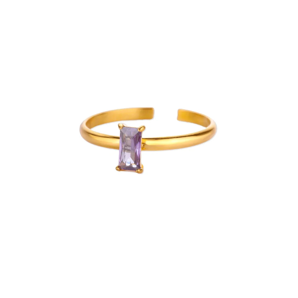 Anillo ajustable con piedra de nacimiento rectangular 