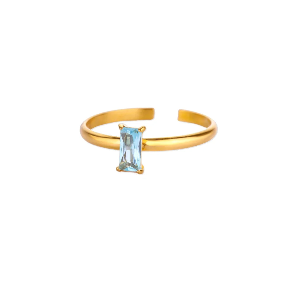 Anillo ajustable con piedra de nacimiento rectangular 