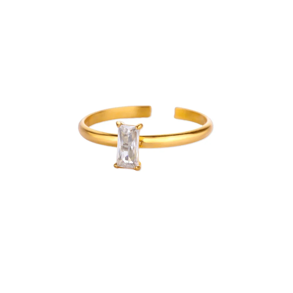 Anillo ajustable con piedra de nacimiento rectangular 
