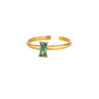 Anillo ajustable con piedra de nacimiento rectangular 