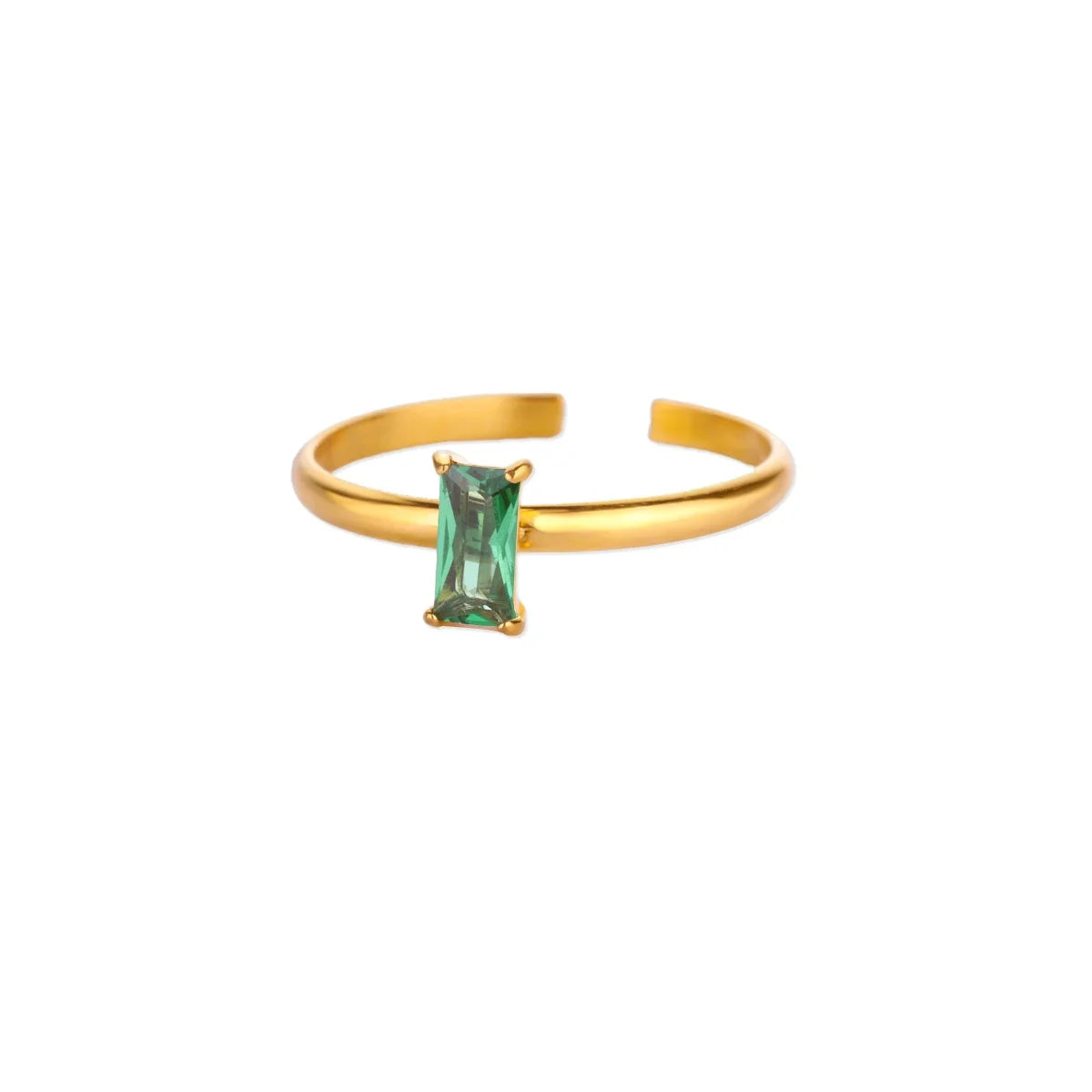 Anillo ajustable con piedra de nacimiento rectangular 