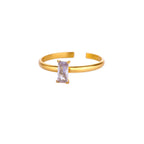 Anillo ajustable con piedra de nacimiento rectangular 