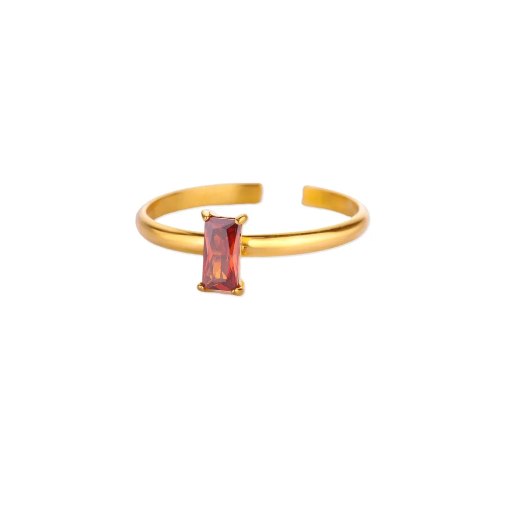 Bague ajustable avec pierre de naissance rectangulaire juillet