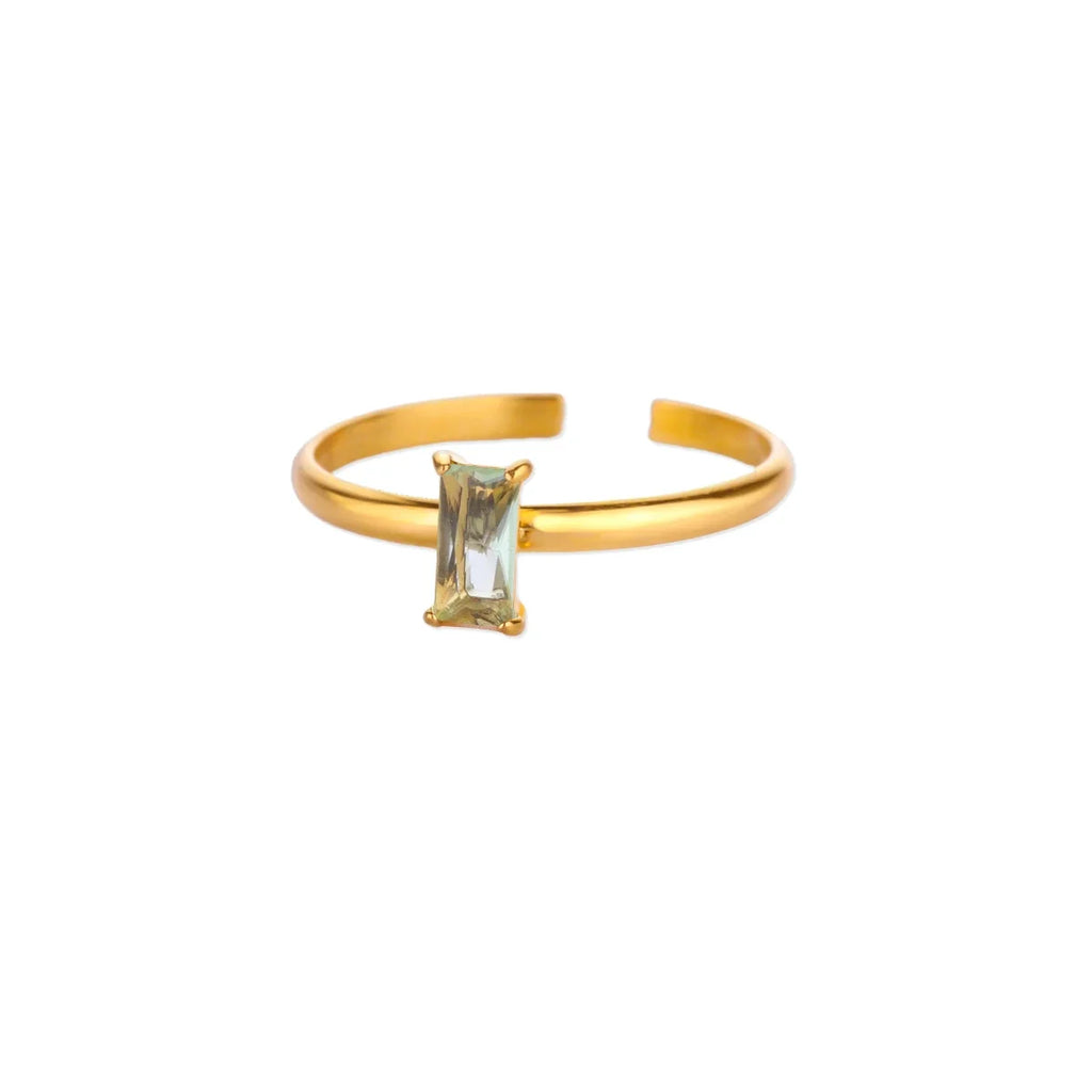 Anillo ajustable con piedra de nacimiento rectangular 