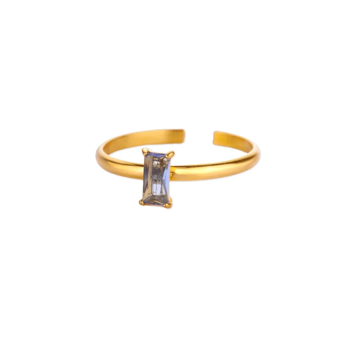 Anillo ajustable con piedra de nacimiento rectangular 