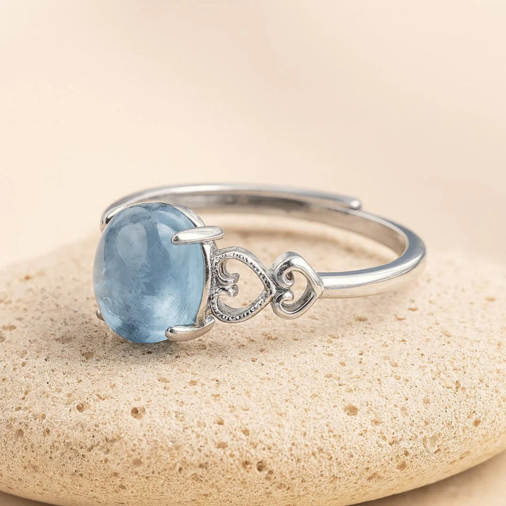 Adjustable "Sea Crystal" Aquamarine Ring 