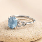 Adjustable "Sea Crystal" Aquamarine Ring 