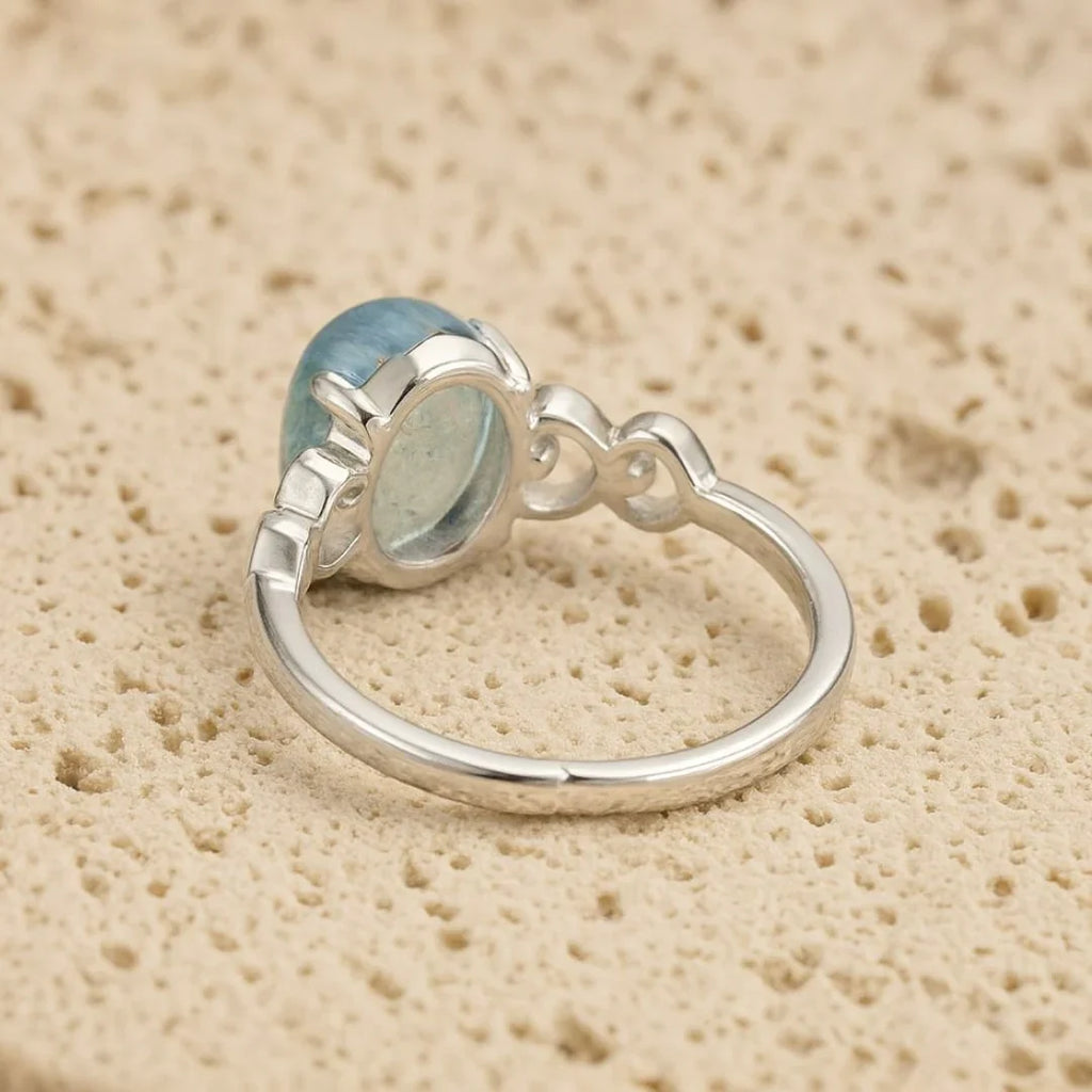 Adjustable "Sea Crystal" Aquamarine Ring 