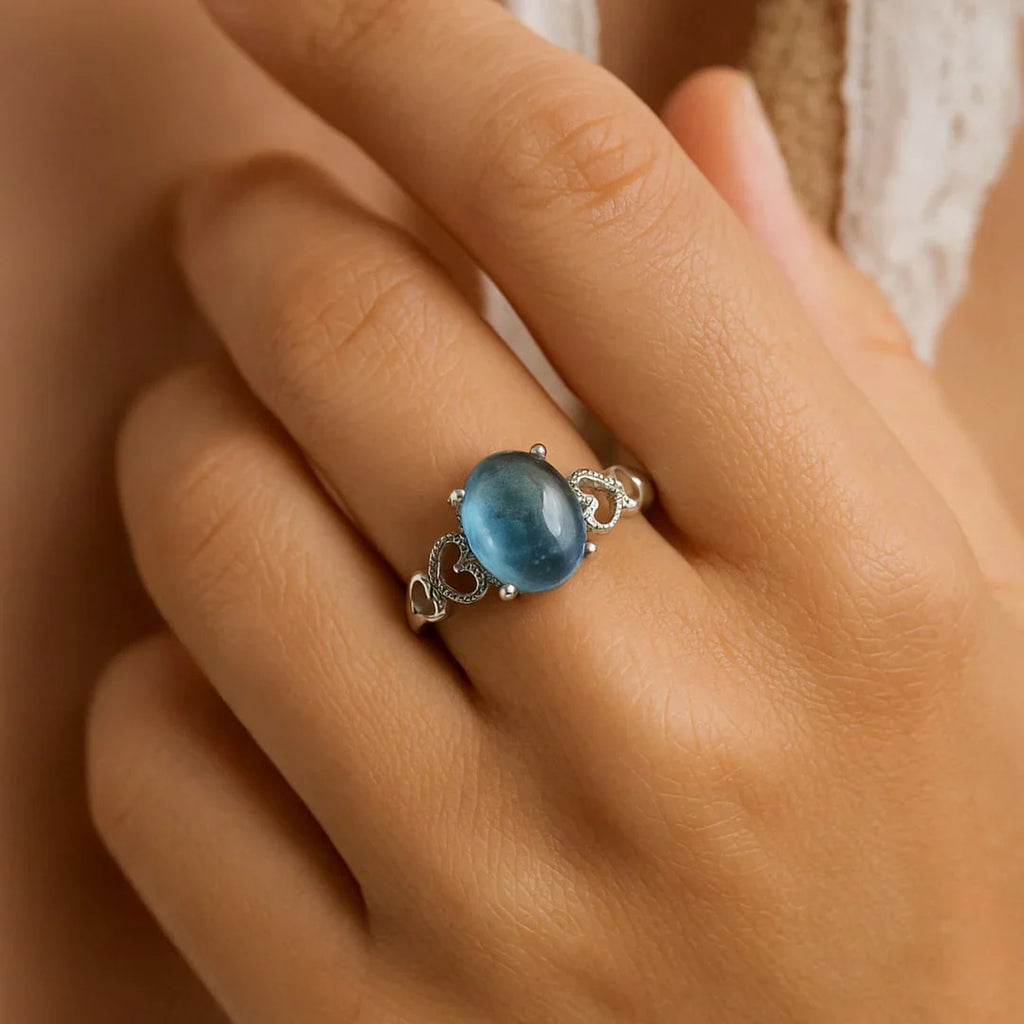 Adjustable "Sea Crystal" Aquamarine Ring 