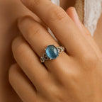 Adjustable "Sea Crystal" Aquamarine Ring 