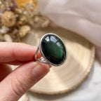 Bague ajustable "éveil de L'âme" en obsidienne oeil céleste