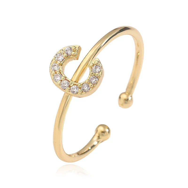Bague ajustable personnalisée avec initiale c