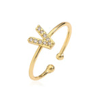 Bague ajustable personnalisée avec initiale v