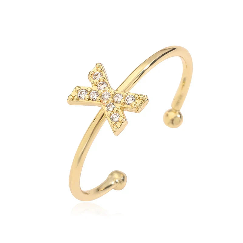 Bague ajustable personnalisée avec initiale x