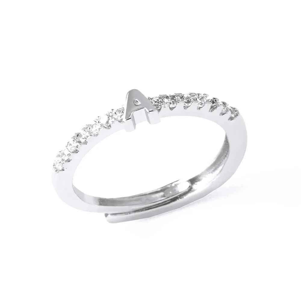 Anillo ajustable con inicial para mujer - letra 