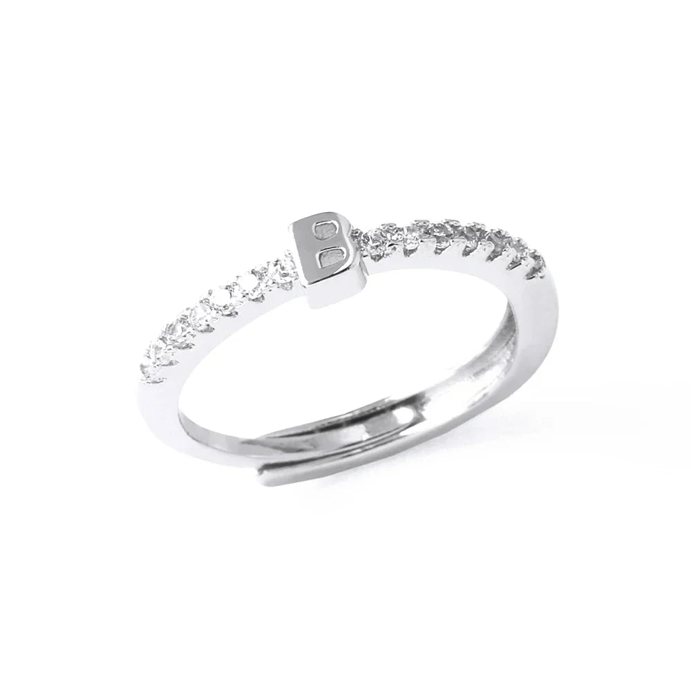 Anillo ajustable con inicial para mujer - letra 