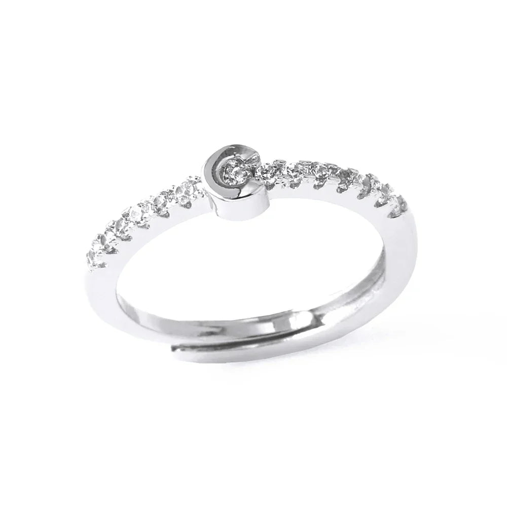 Anillo ajustable con inicial para mujer - letra 