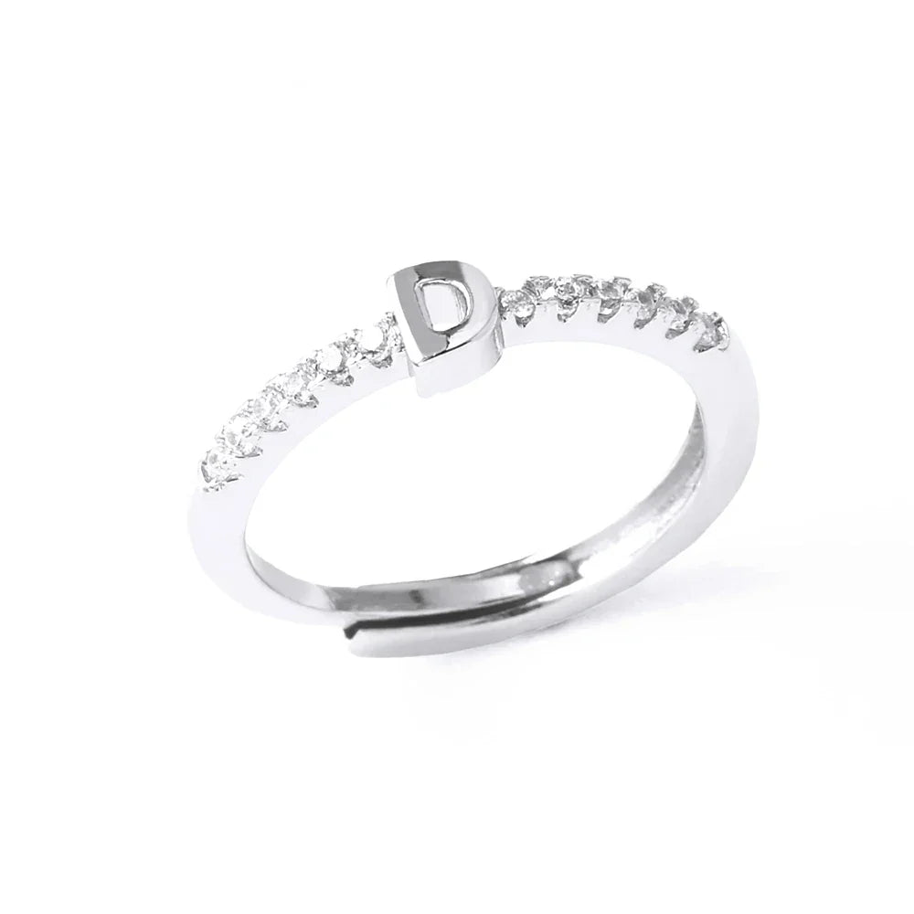 Anillo ajustable con inicial para mujer - letra 