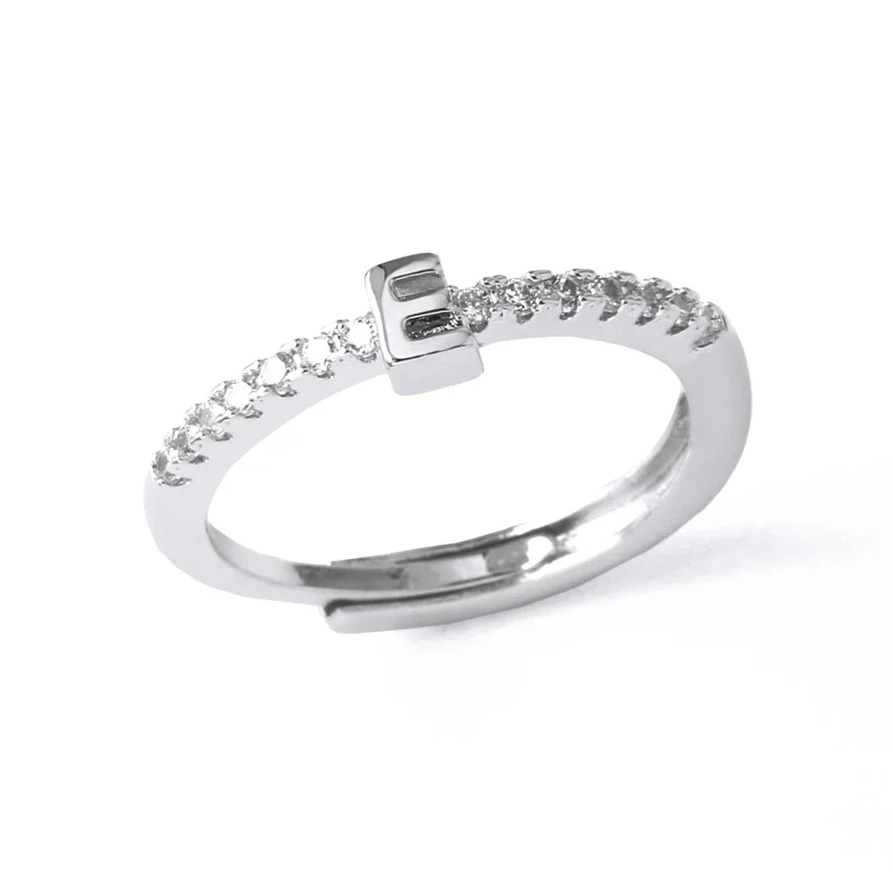 Anillo ajustable con inicial para mujer - letra 