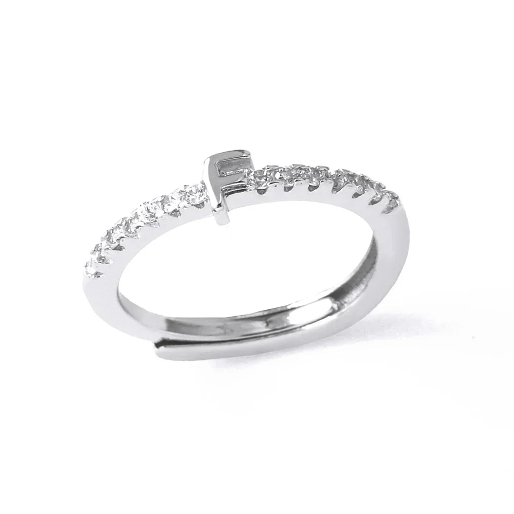 Anillo ajustable con inicial para mujer - letra 