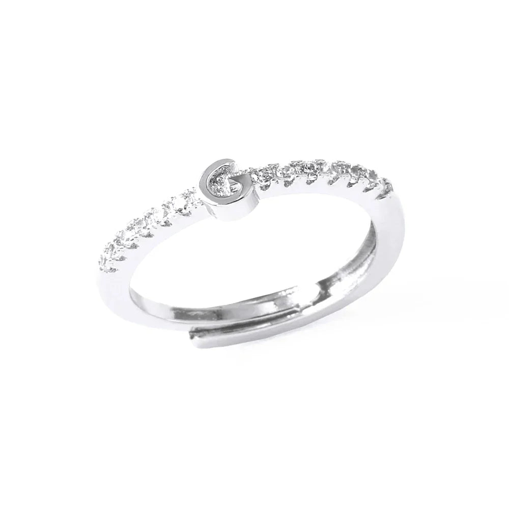 Anillo ajustable con inicial para mujer - letra 