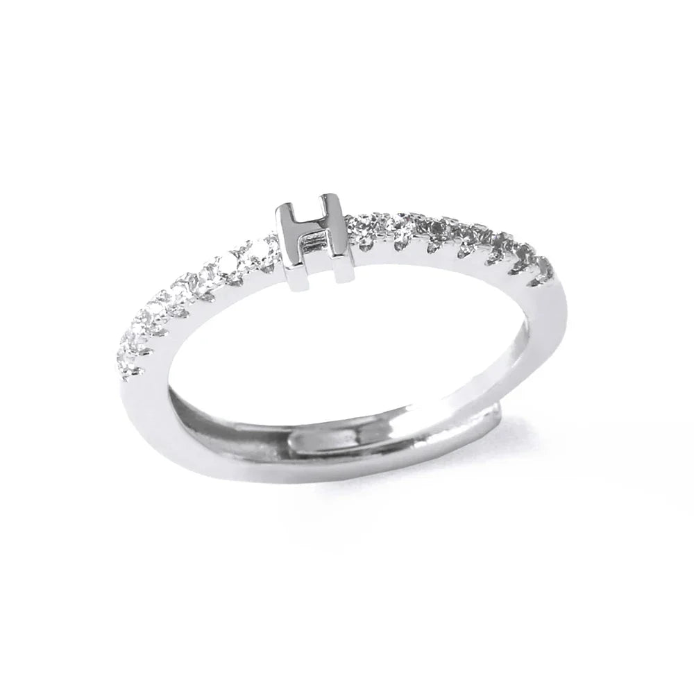 Anillo ajustable con inicial para mujer - letra 