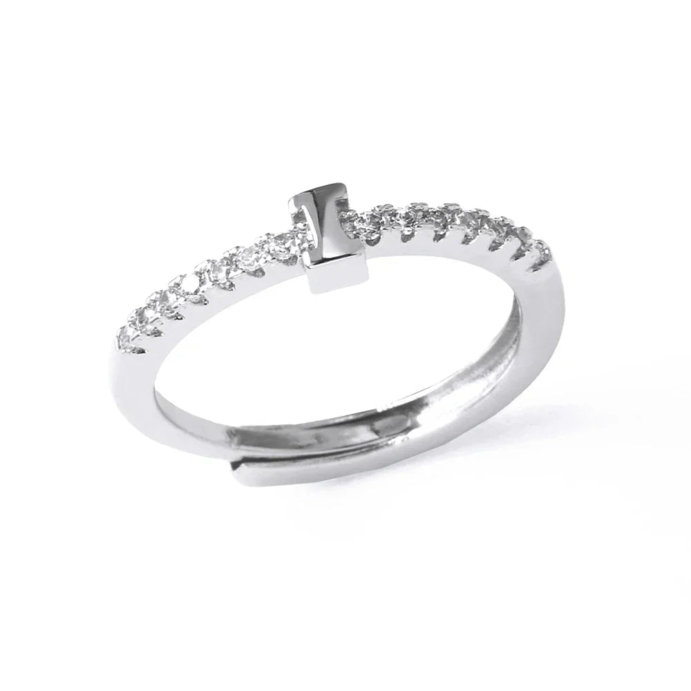 Anillo ajustable con inicial para mujer - letra 